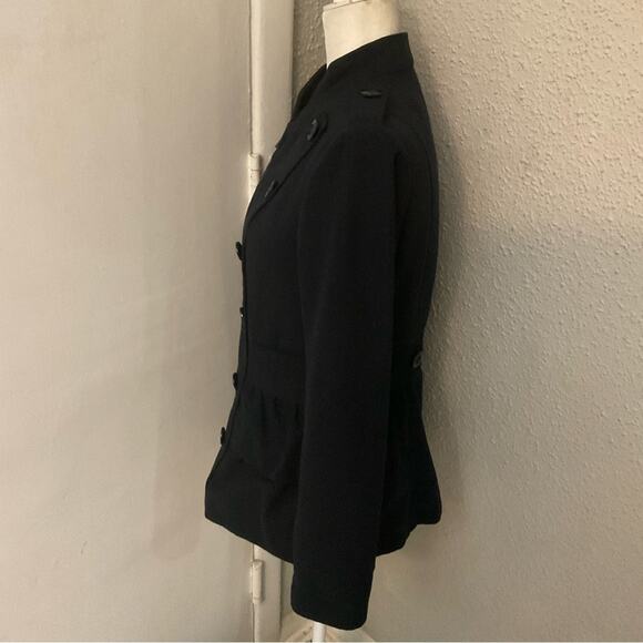 Sashimi Blue Military Ruffled Zip Front Peacoat M Preppy Winter Cozy Comfy - Picture 3 of 12